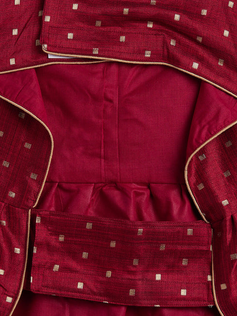 Dogs' Maroon And Gold Silk Blend Dress